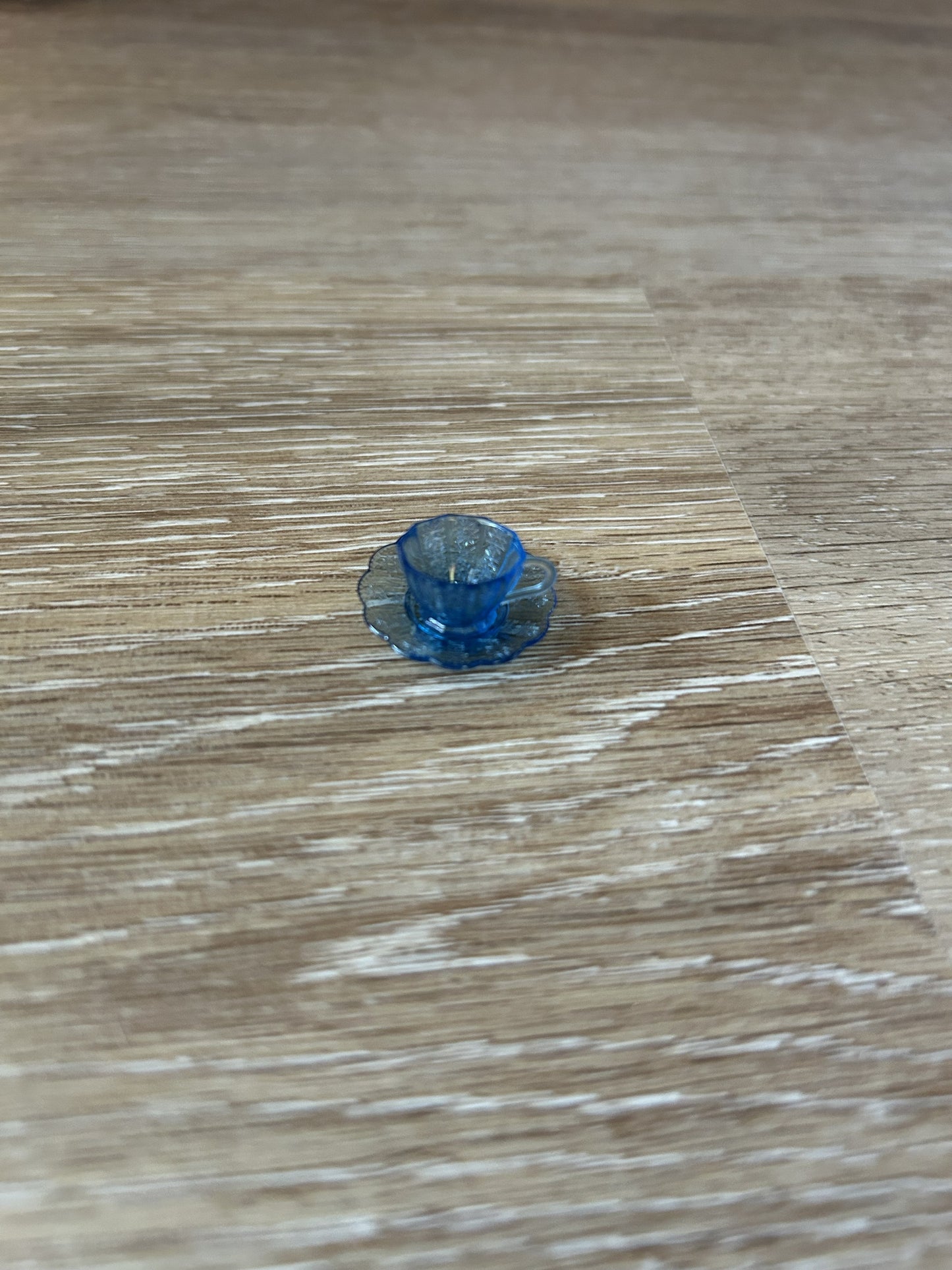 Clear Plastic Blue Tea Cup and Saucer (BLUE)
