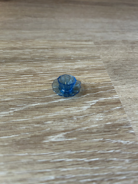 Clear Plastic Blue Tea Cup and Saucer (BLUE)
