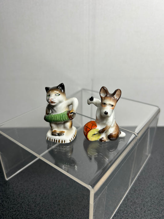Antique "Japan" Cat and Dog Statues