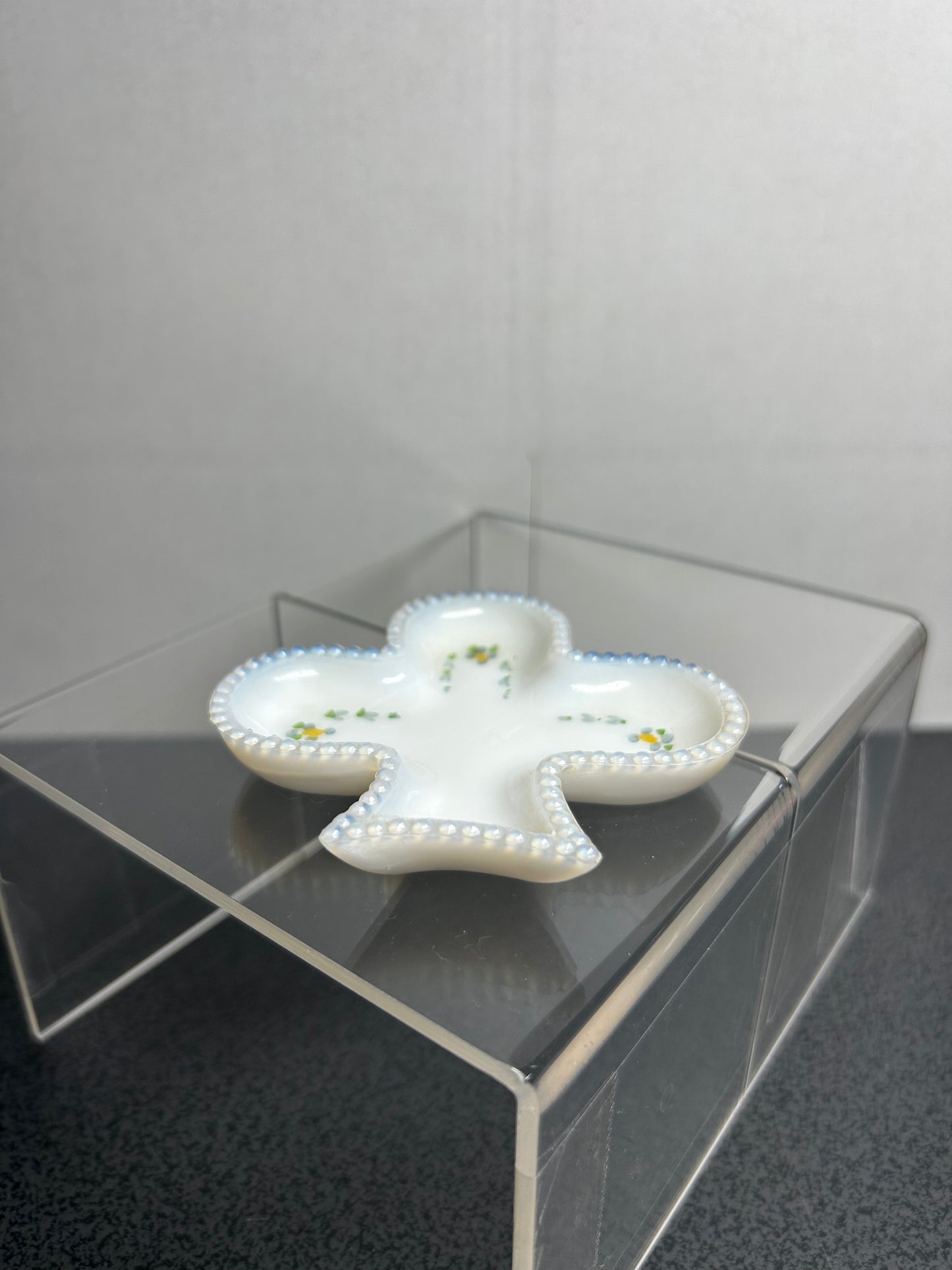 Milk Glass Club Shaped Trinket Dish