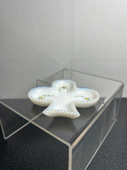 Milk Glass Club Shaped Trinket Dish