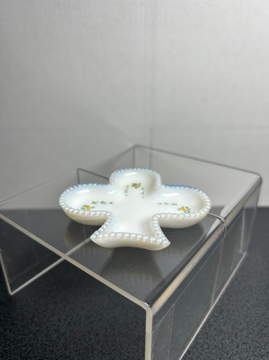 Milk Glass Club Shaped Trinket Dish