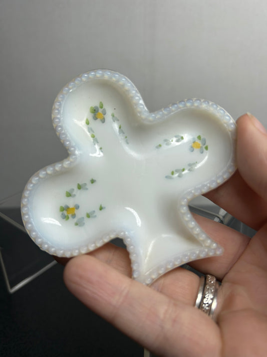 Milk Glass Club Shaped Trinket Dish