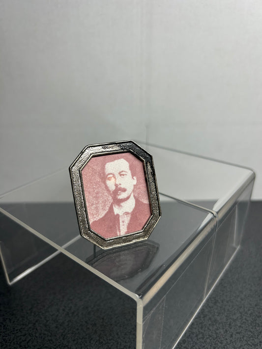 Tiny Vintage Picture Frame with Mustach Man