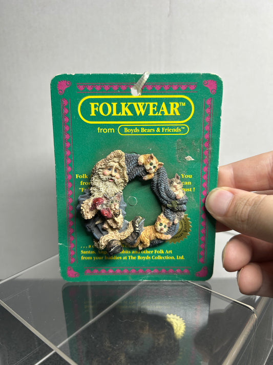 Folkwear by Boyds Bears & Friends- Santa and Kittens Wreath
