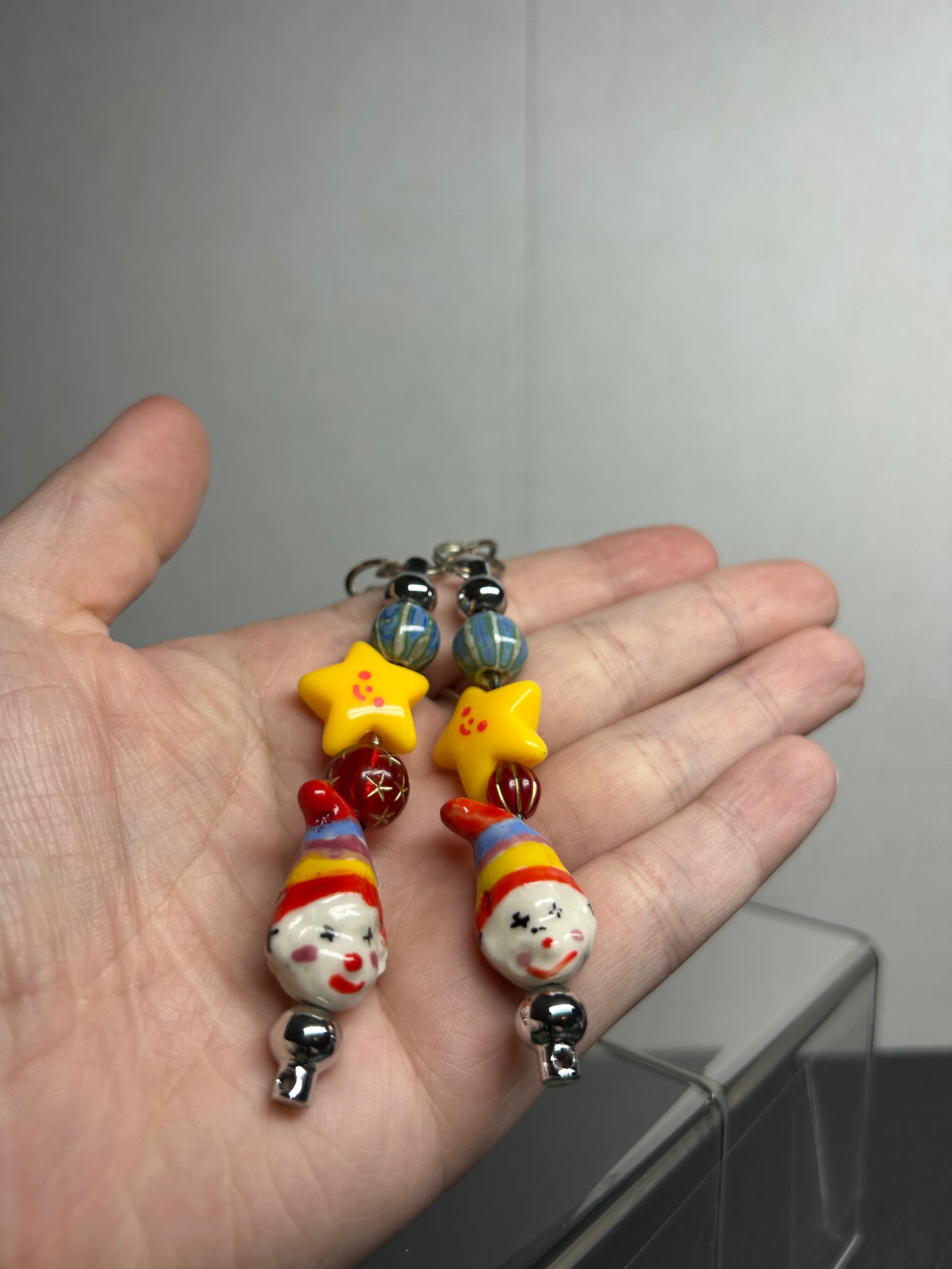 Ceramic Clown Bead Keychain