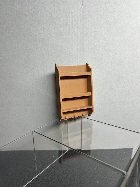 Vintage Scalloped Edge Mini Shelf with Hanging Knobs